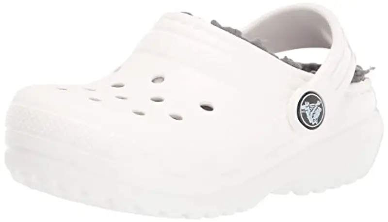 Crocs Classic Lined Clog K Unisex - Bambini e ragazzi, White/Grey, 36/37 EU