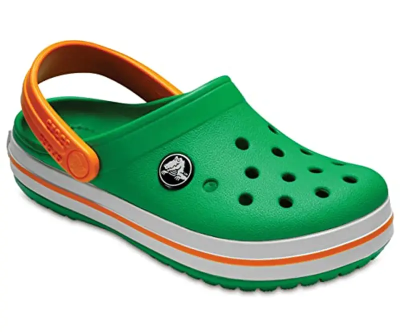 Crocs Crocband Clog K, Zoccoli Unisex - Bambini e ragazzi, Grass Green White Blazing Orange, 19/20 EU