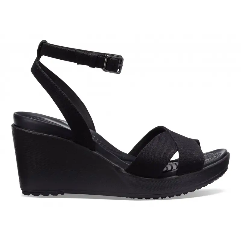 Leigh ii ankle strap wedge w Black