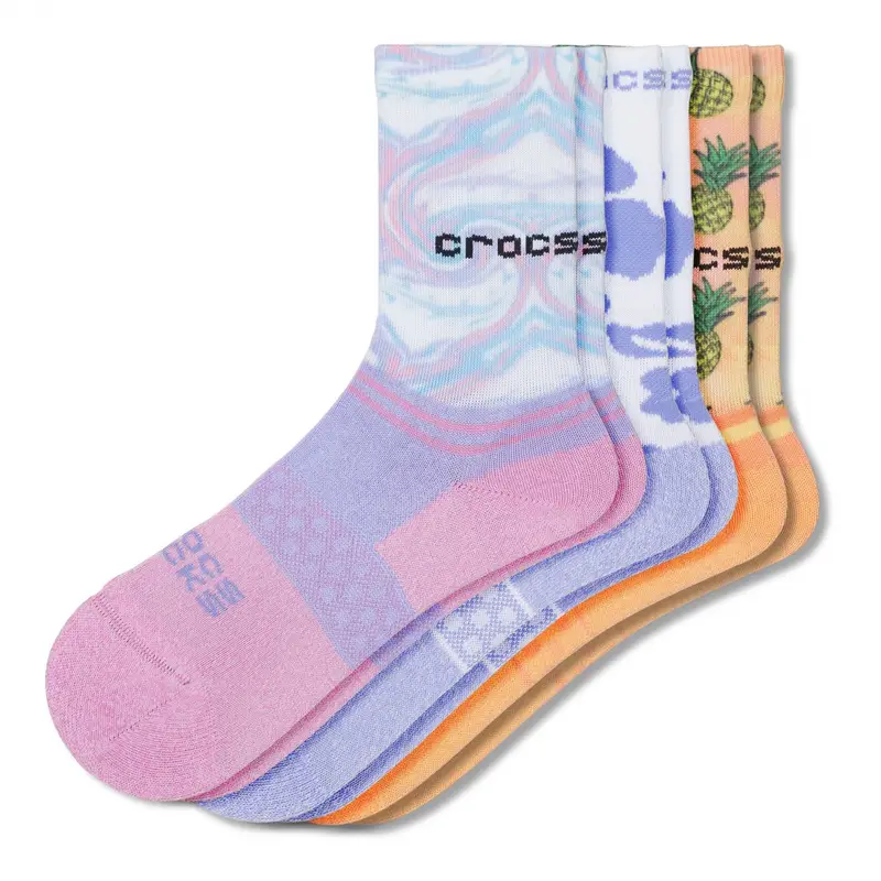 socks kid crew girl pool party 3 pack TWhite