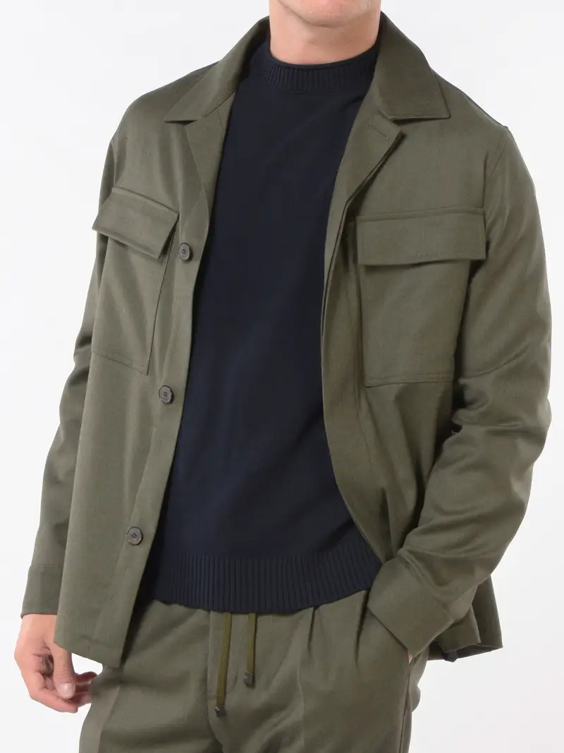 giacca da uomo a camicia con tasche Verde