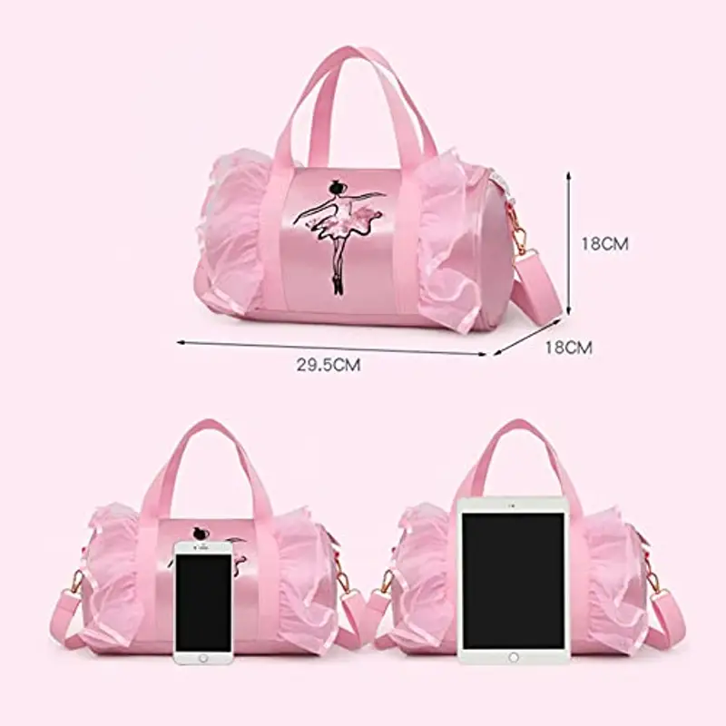 CSPone Borsa Danza Bambina Tracolla Borsette Balletto Borsa Palestra Sport Rosa miniatura 2