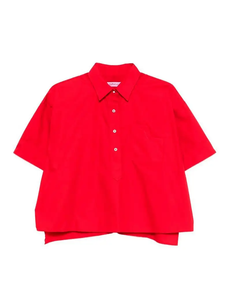 Camicia Con Collo A Polo Rosso