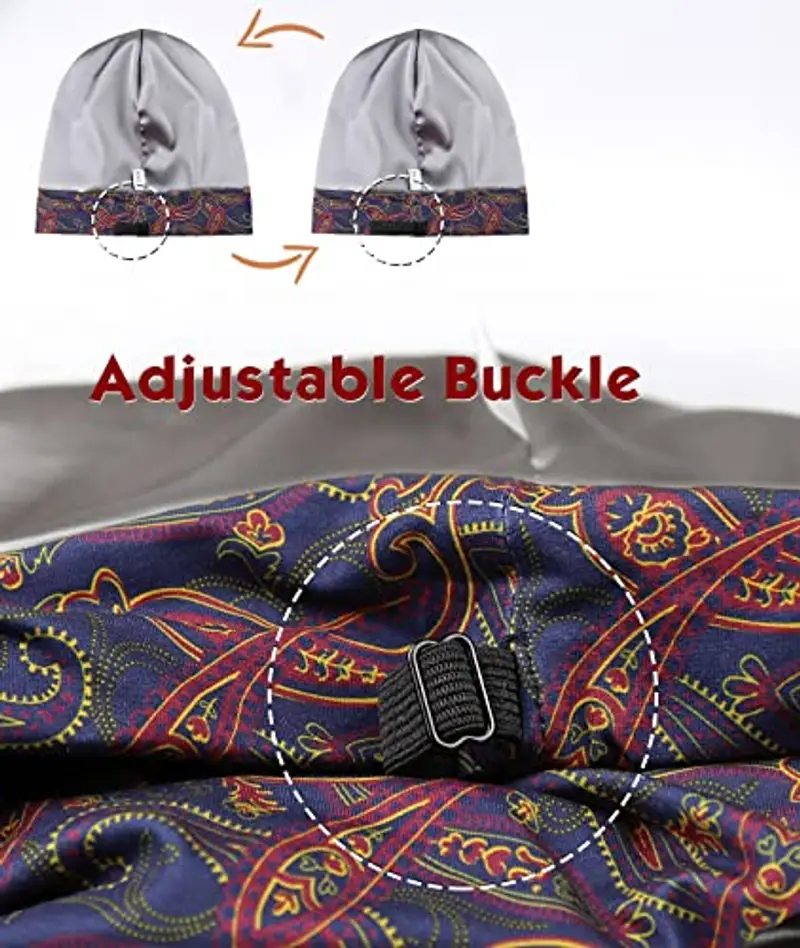 Cuffia da notte foderata in raso morbido cappelli morbidi per donne capelli ricci, Leopardo nero, taglia unica miniatura 3