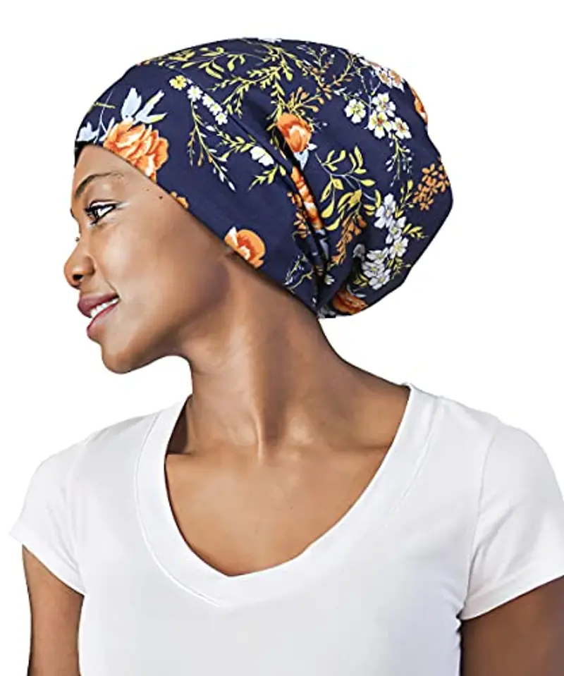 Cuffia da notte regolabile foderata in raso per capelli ricci e dreadlock, grande testa, per rimanere durante la notte,