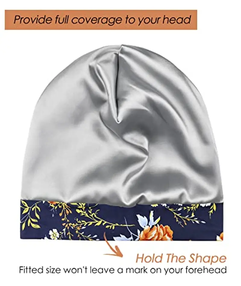 Cuffia da notte regolabile foderata in raso per capelli ricci e dreadlock, grande testa, per rimanere durante la notte miniatura 2