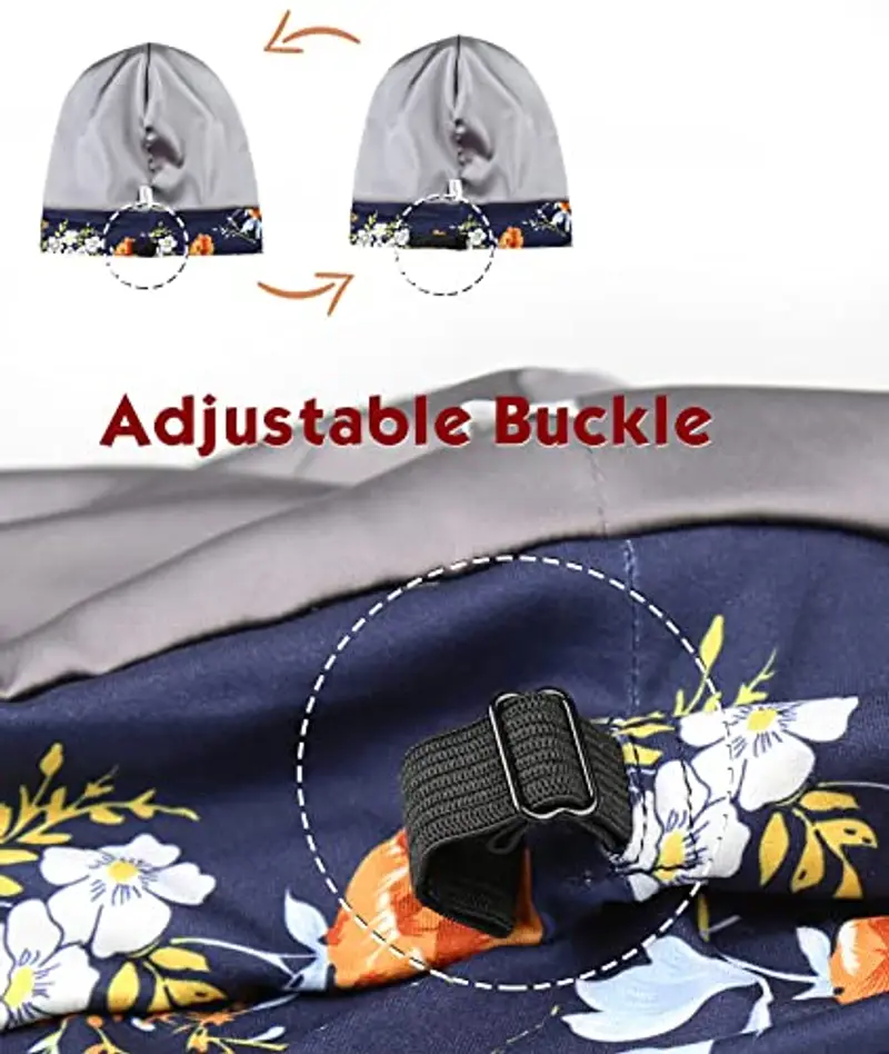 Cuffia da notte regolabile foderata in raso per capelli ricci e dreadlock, grande testa, per rimanere durante la notte miniatura 3