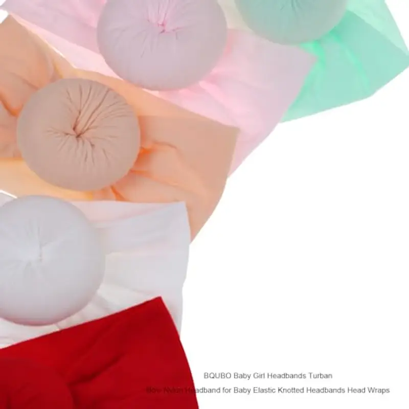 Cuffietta per neonato, con grande fiocco, morbida, taglia unica, 3 pezzi 5 Pack Donut: Peach, Light Pink, Mint, Red miniatura 2