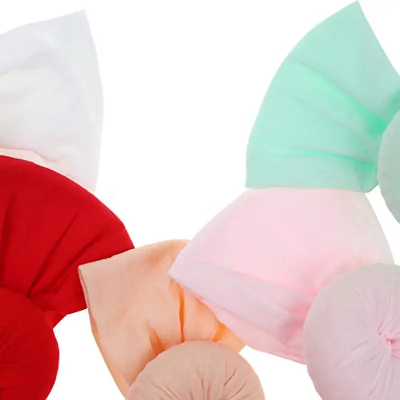 Cuffietta per neonato, con grande fiocco, morbida, taglia unica, 3 pezzi 5 Pack Donut: Peach, Light Pink, Mint, Red miniatura 3