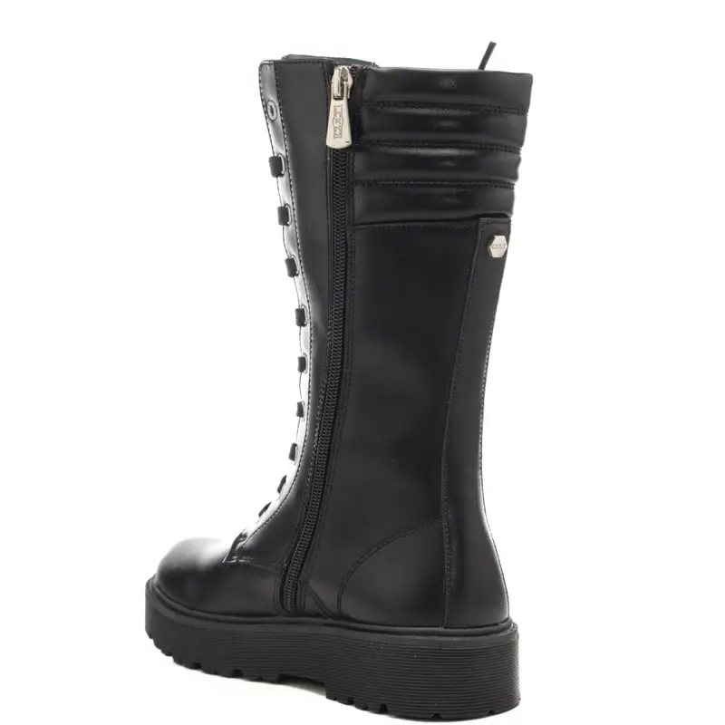 anfibi alti da bambina con imbottitura e charm sul davanti neri miniatura 3