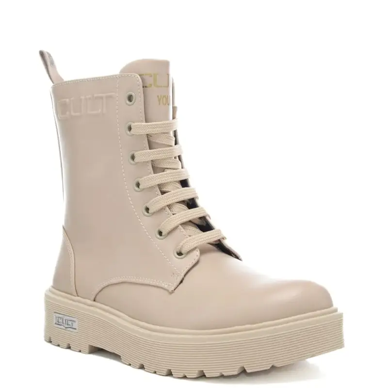 Cult Anfibi da Bambina beige con Logo Lettering in Rilievo miniatura 2