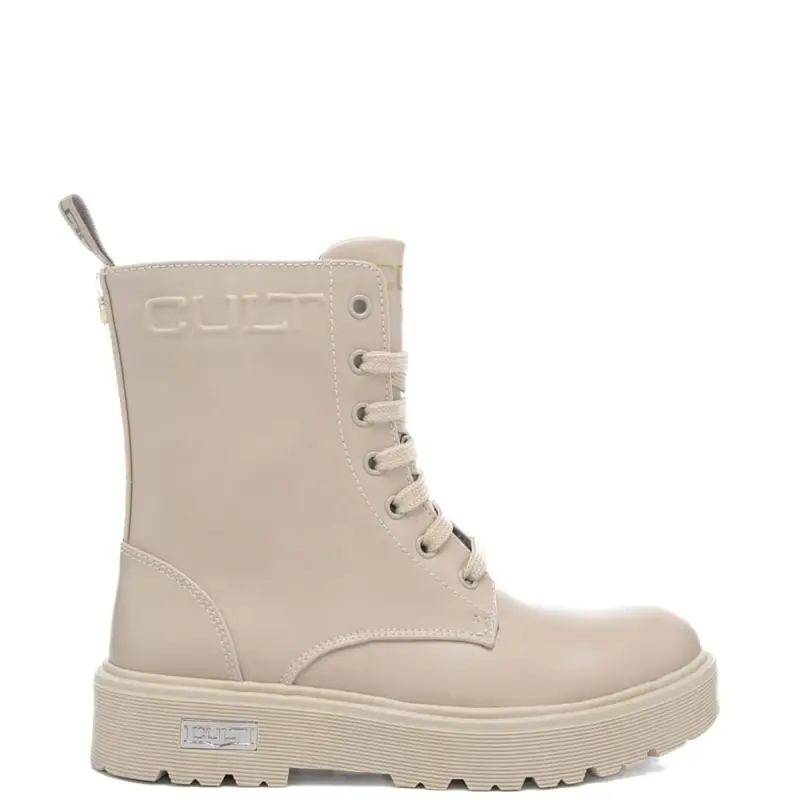 Cult Anfibi da Bambina beige con Logo Lettering in Rilievo