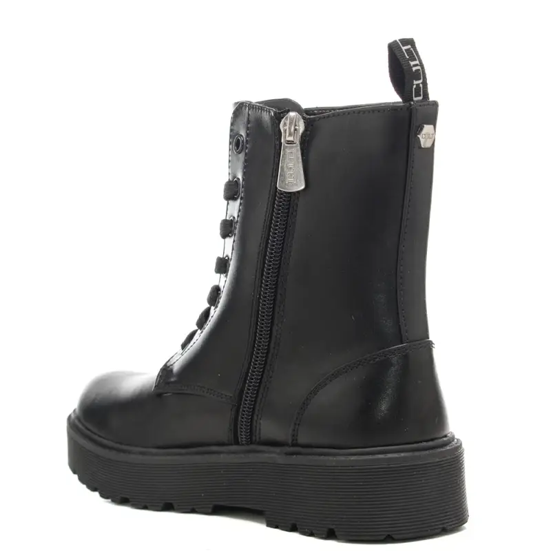 anfibi da bambina con logo lettering impresso in rilievo sulla parte alta della tomaia neri miniatura 3