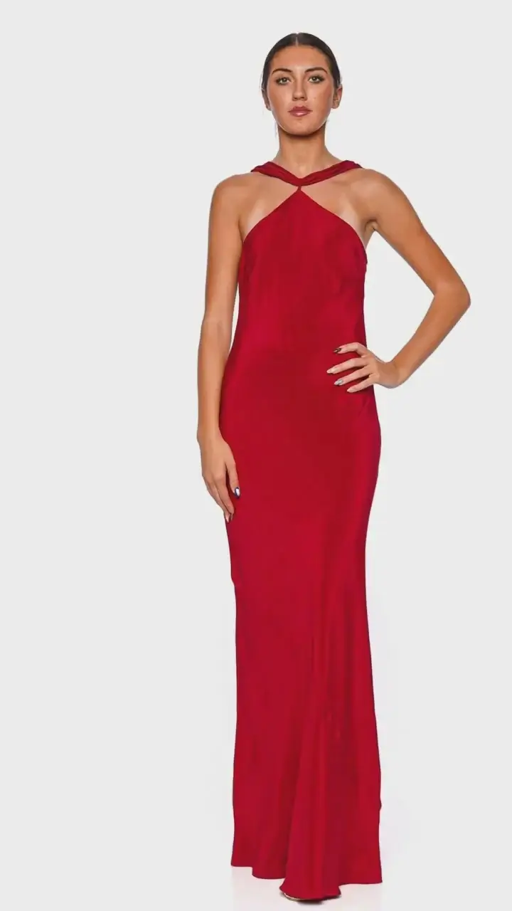 Abito lungo elegante ROSSO miniatura 2