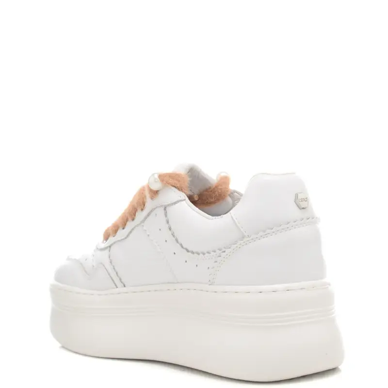 sneakers da donna con lacci in pelliccia bianco rosa miniatura 3