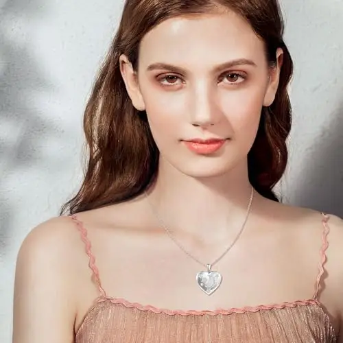 Cuore Luna Stella Portafoto Medaglione Collana Argento 925 Ragazze Collana di Foto Personalizzata con Zirconi Sognante miniatura 2