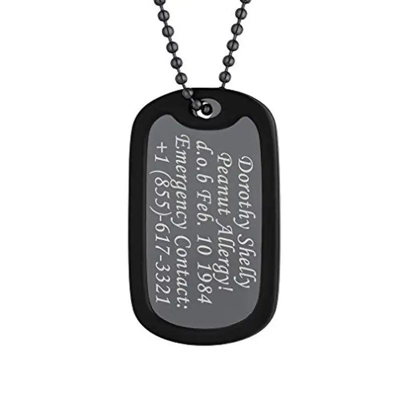 Custom4U Collana Piastrine Militari Personalizzate Uomo Acciaio Targhetta dell'Esercito Con Incisione in Acciaio Inox Senza Nichel Anti-allergico