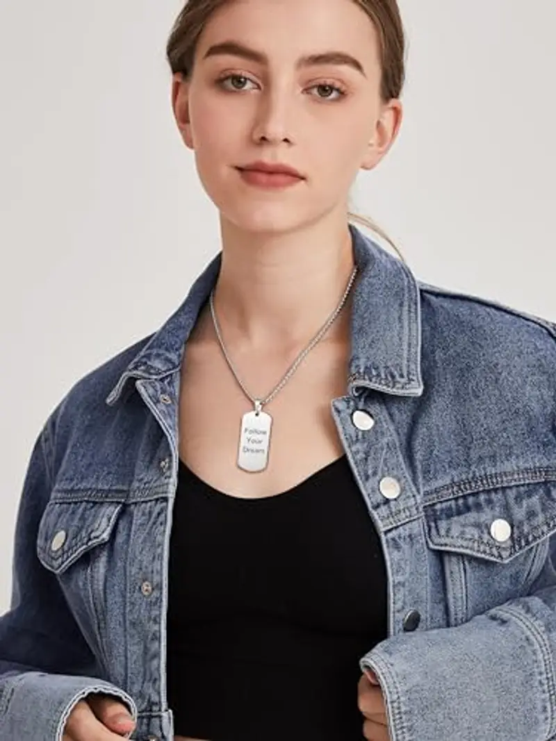 Custom4U Collana Piastrine Militari Personalizzate Uomo Acciaio Targhetta dell'Esercito Con Incisione in Acciaio Inox Senza Nichel Anti-allergico miniatura 2