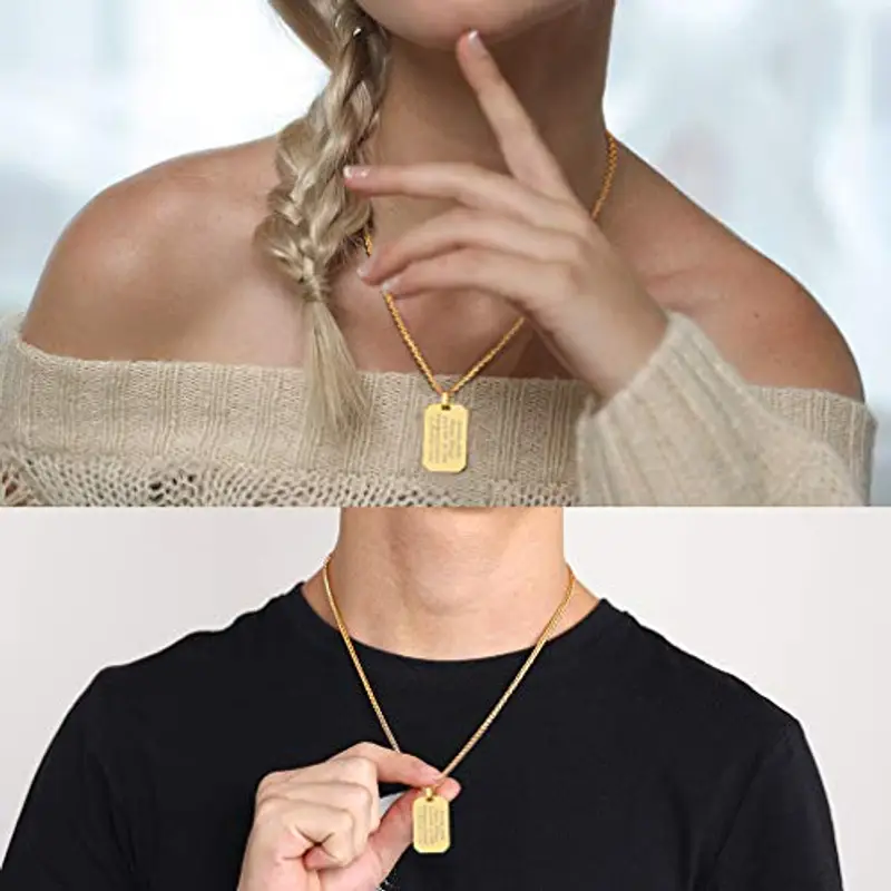 Custom4U Collana Piastrine Militari Personalizzate Uomo Acciaio Targhetta dell'Esercito Con Incisione in Acciaio Inox Senza Nichel Anti-allergico miniatura 2