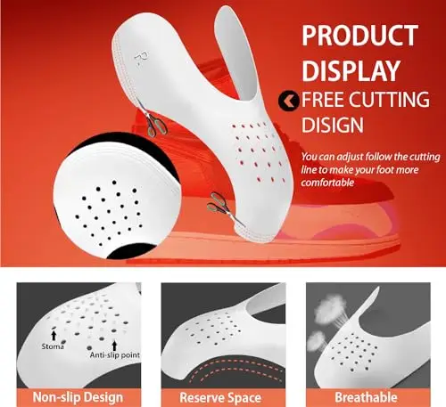 CuteHome Protezione per scudi delle sneaker contro le pieghe delle scarpe, prevenzione della piega delle toebox, UE miniatura 3