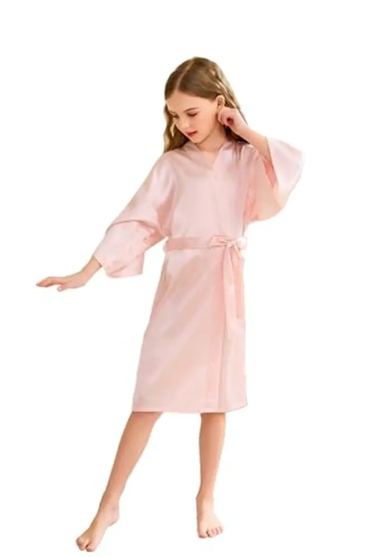 CuteOn Bambini bambini Raso Seta Kimono Accappatoio Vestaglia Accappatoio Indumenti da notte per terme Nozze Compleanno