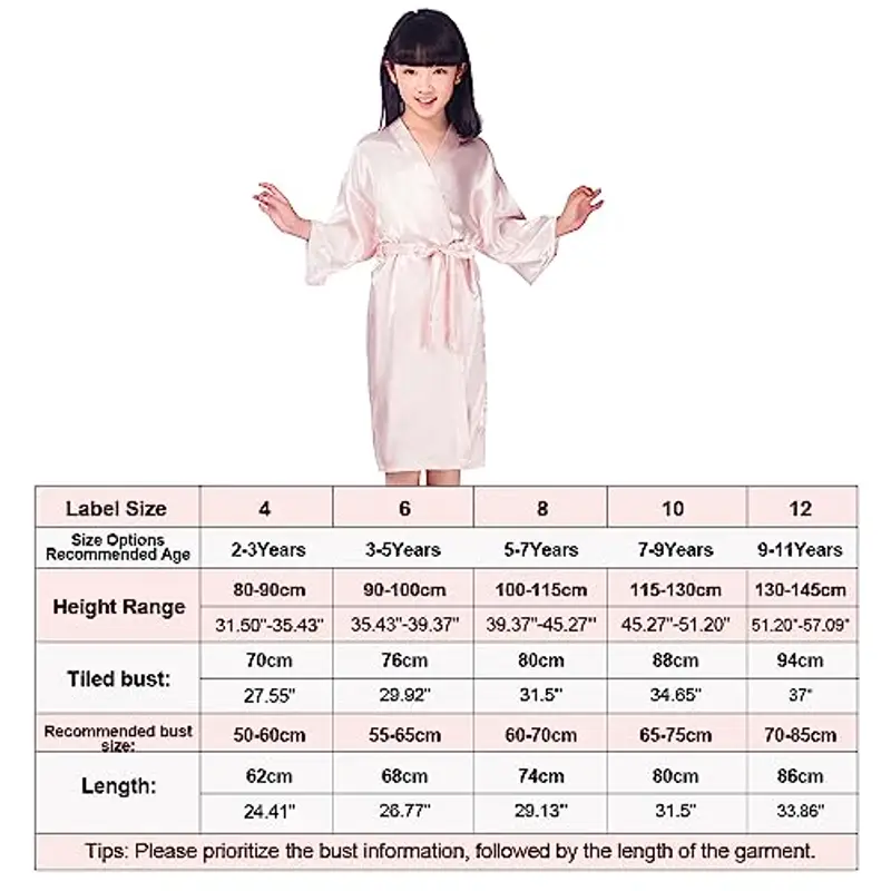 CuteOn Bambini bambini Raso Seta Kimono Accappatoio Vestaglia Accappatoio Indumenti da notte per terme Nozze Compleanno miniatura 2