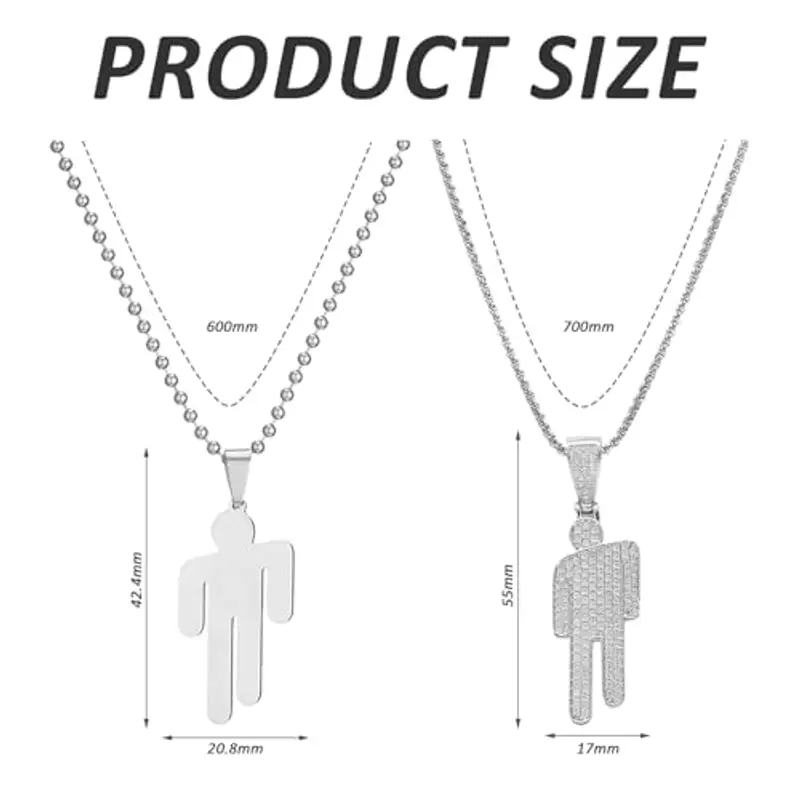 CVFRTT Collana Hip Hop 2 Pezzi, Collana con Ciondolo in Acciaio Inossidabile, Collana Semplice di Moda, Collana con Ciondolo Creativo, Accessori di Abbigliamento miniatura 2