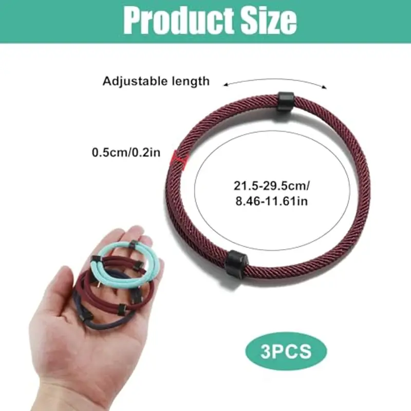 cxxtkcxxlc Braccialetto da Uomo in Corda di Vela, Braccialetto Regolabile in Paracord, Braccialetto Surfer Fatto a Mano miniatura 2