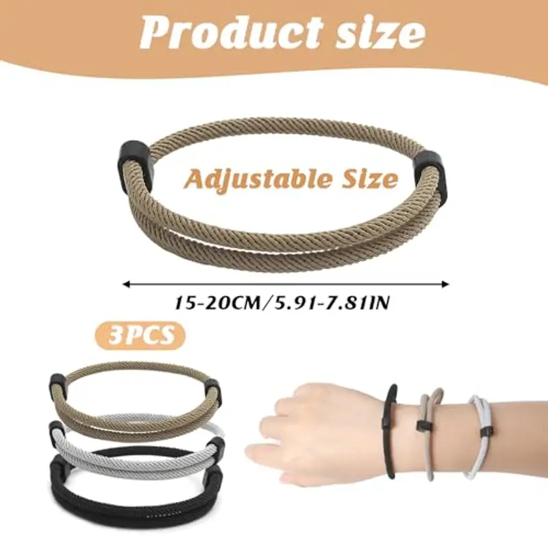 cxxtkcxxlc Braccialetto da Uomo in Corda di Vela, Braccialetto Surfer Fatto a Mano, Braccialetto Regolabile in Paracord per Uomini e Donne, Braccialetto Intrecciato Resistente all'Acqua miniatura 2