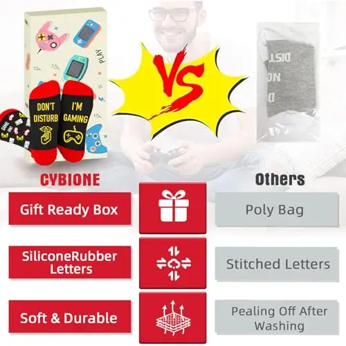 CYBIONE Calzini Da Gioco Divertenti Do Not DISTURB, I‘M GAMING’ in Cotone di Lusso - Regalo Perfetto per Adolescenti miniatura 2