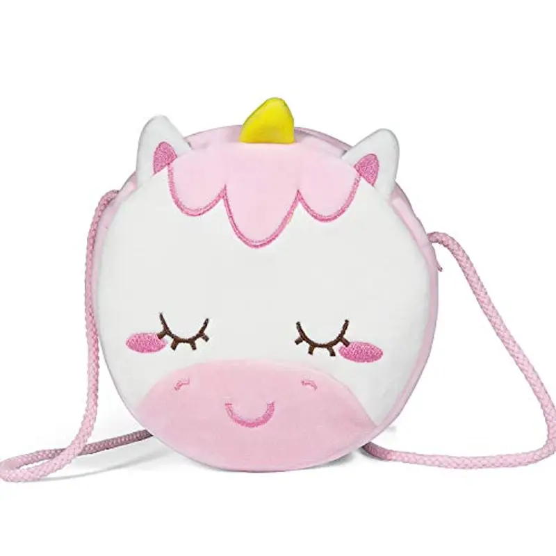 CZEMO Borsetta Unicorno Bambini Peluche Zip Colorata