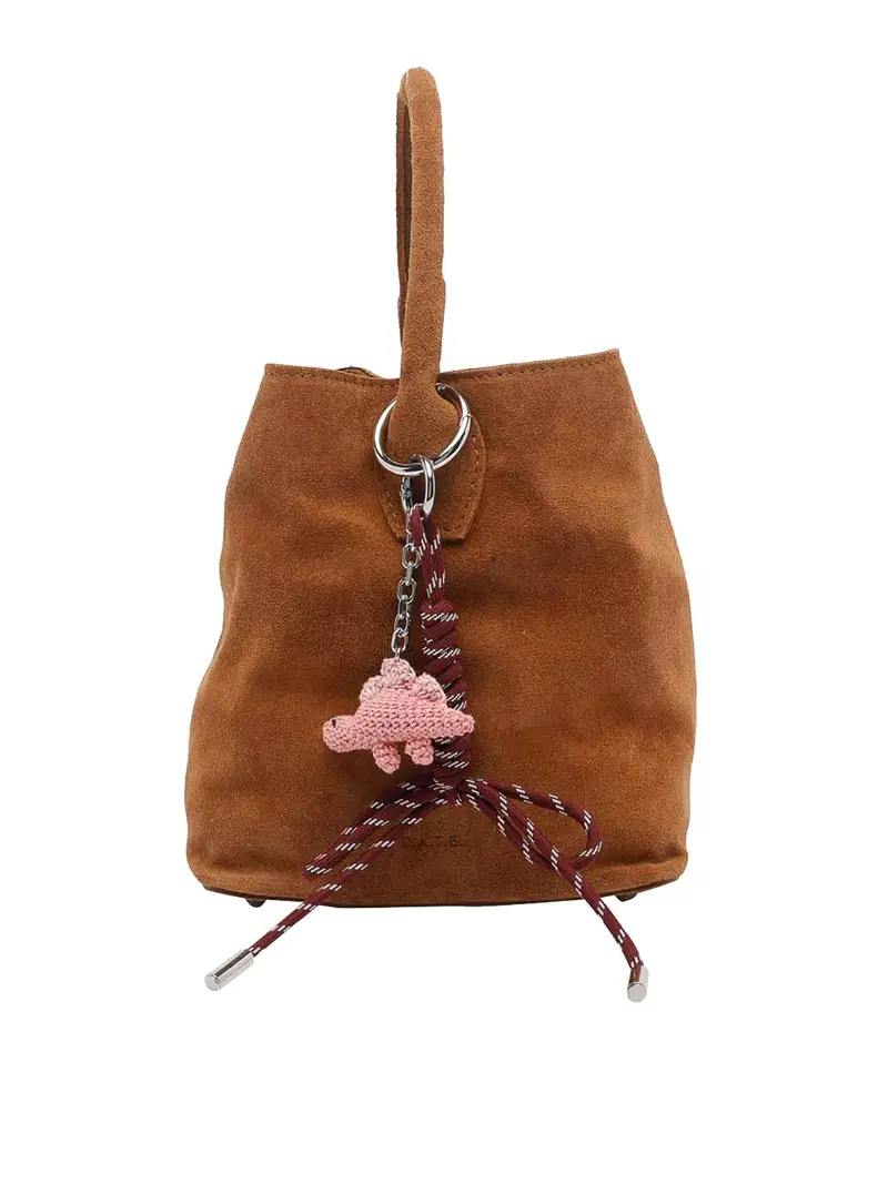 Borsa Paniere in pelle scamosciata marrone