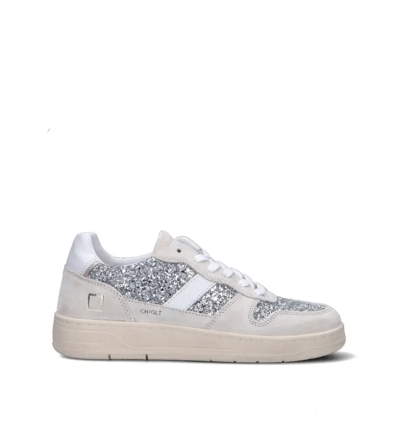 Sneaker donna bianca/argento in suede Vario