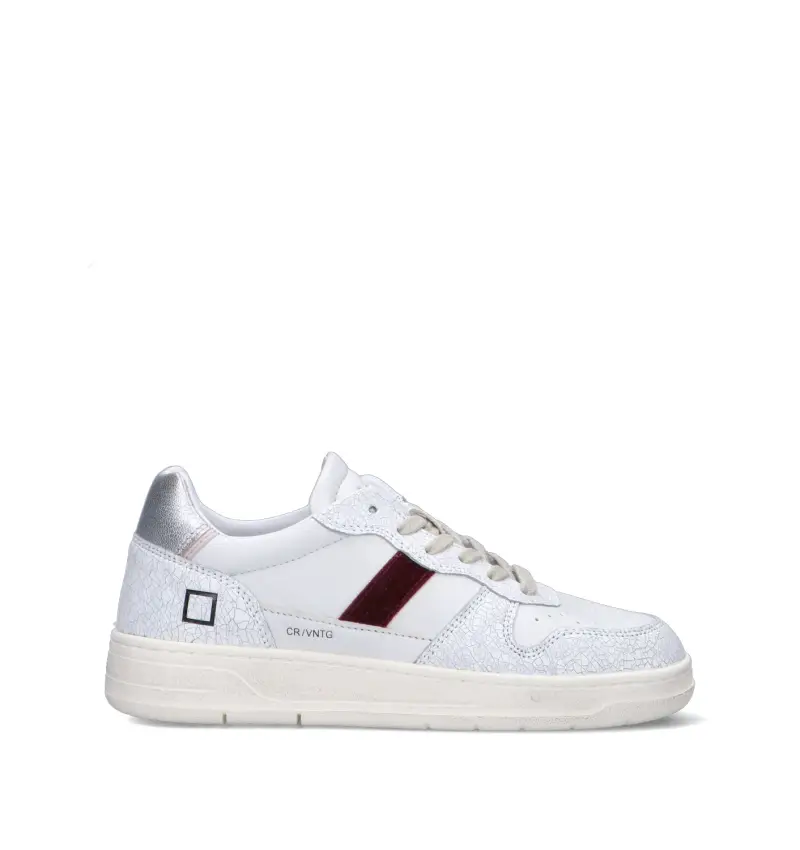 D.a.t.e. D.a.t.e. Sneakers donna bianche in pelle con fascia bordeaux