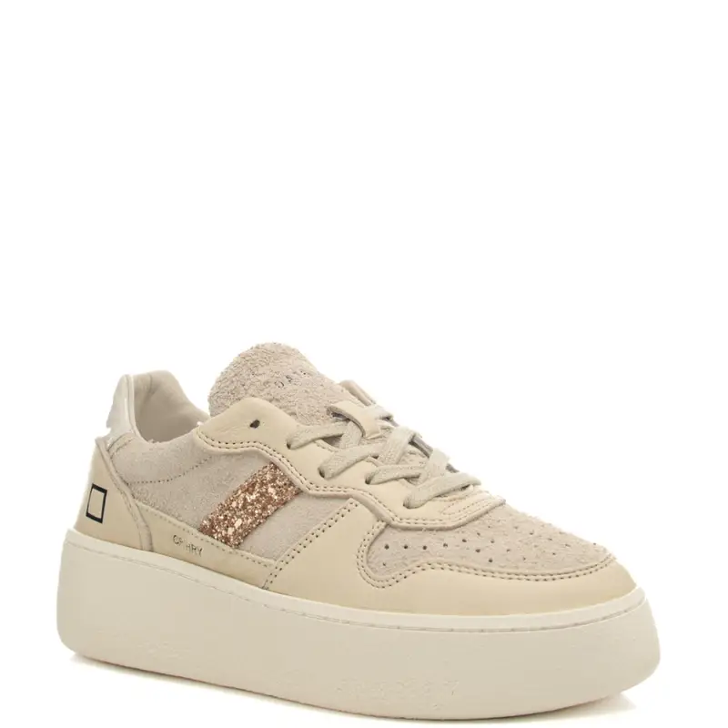 sneakers da donna court in suede con glitter beige miniatura 2