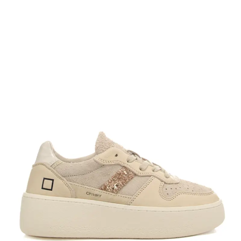 . sneakers da donna court in suede con glitter beige