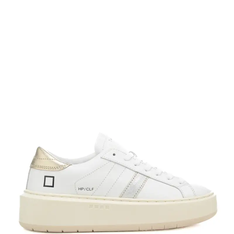 sneakers da donna hill low in vera pelle con inserti laminati bianco leopardo