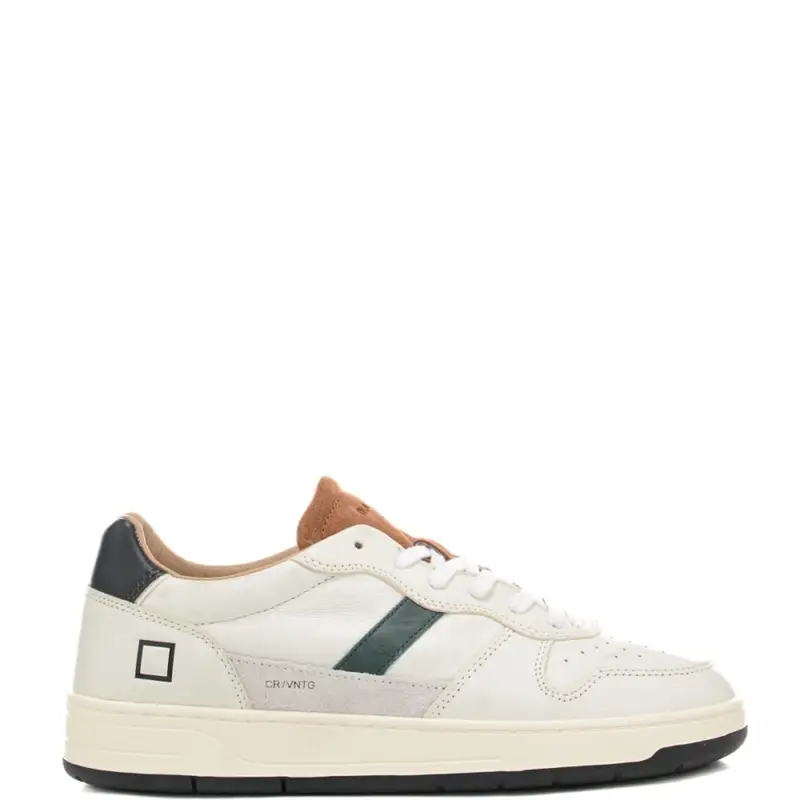 sneakers da uomo court 2 0 in vera pelle con inserti in suede bianco cuoio