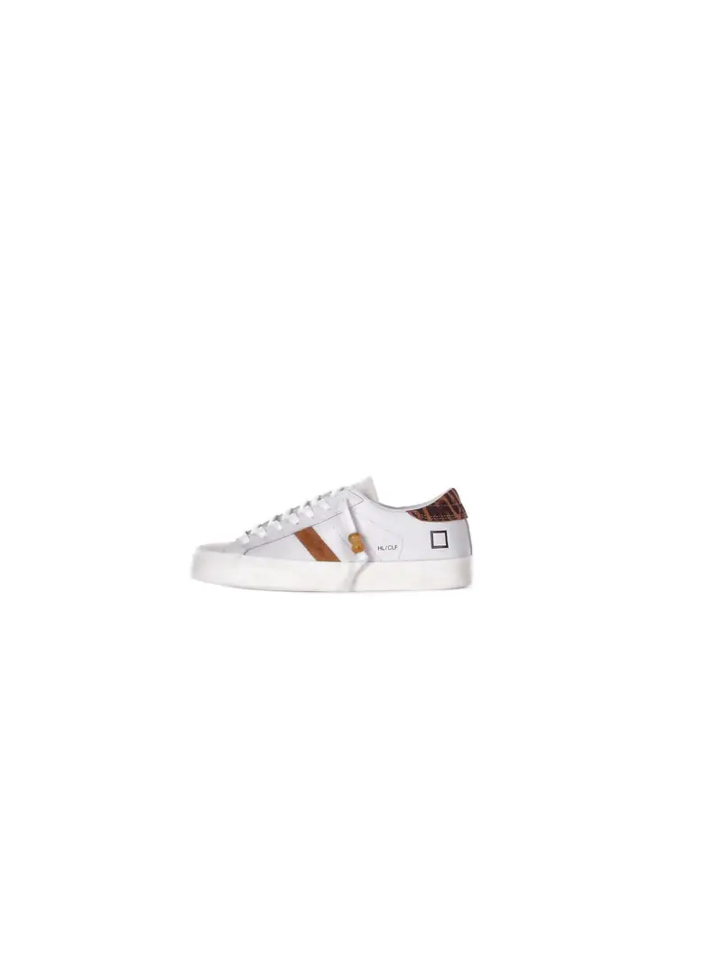Sneakers Donna D A T E Bianco leopardato Hill low calf