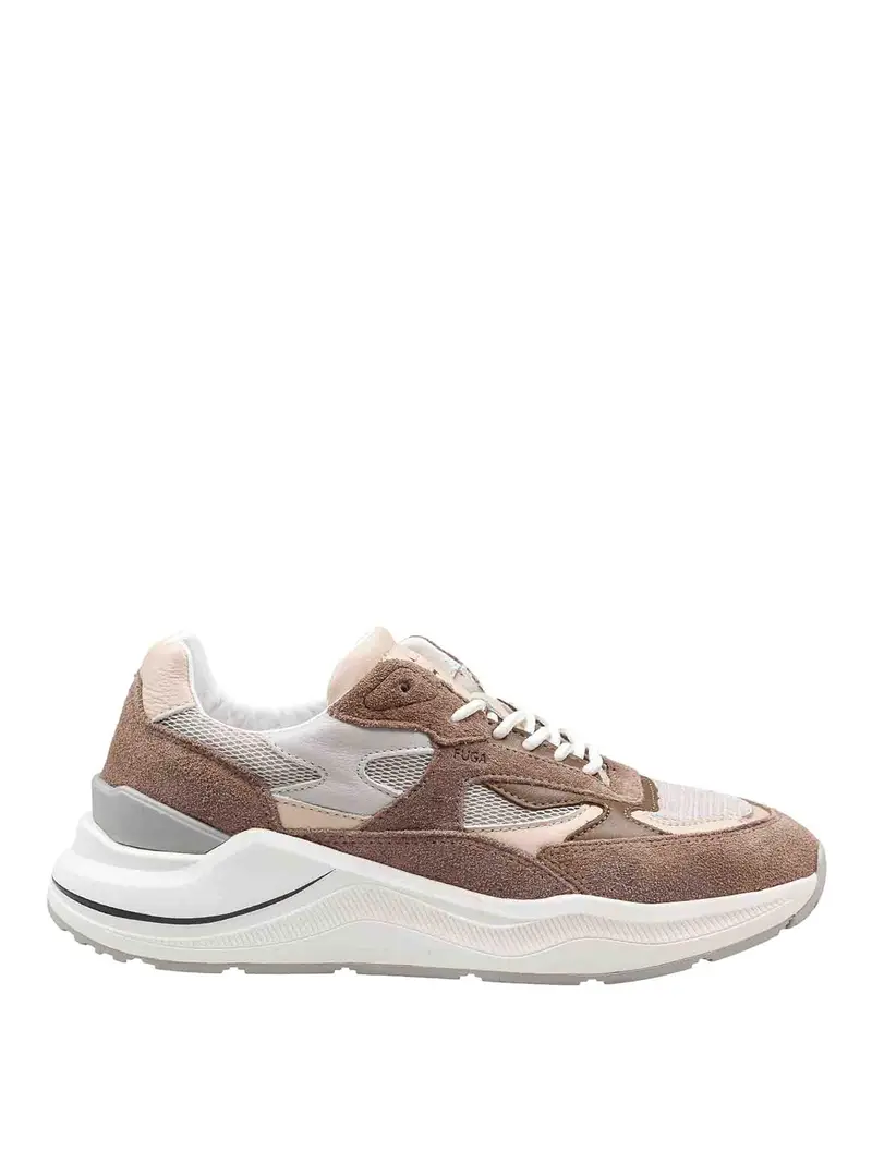 . Sneakers Running Fuga In Mesh E Suede Beige