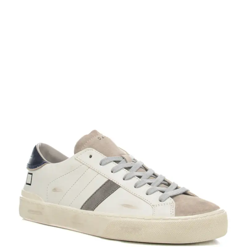 sneankers da uomo hill low in vera pelle con inserti a contrasto colore bianco blu miniatura 2