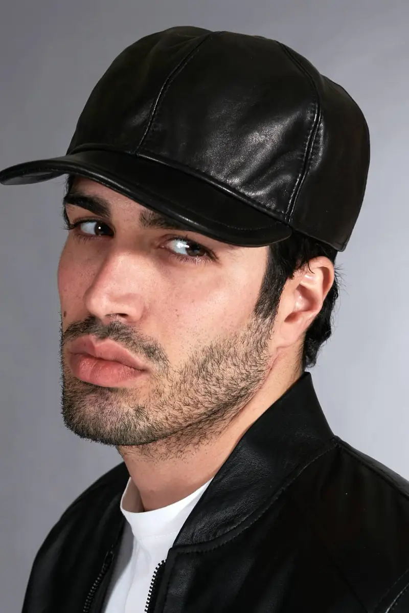 Cappello baseball in pelle nera unisex berretto strappo regolabile D'Arienzo, Seleziona (57cm), Colore Nero