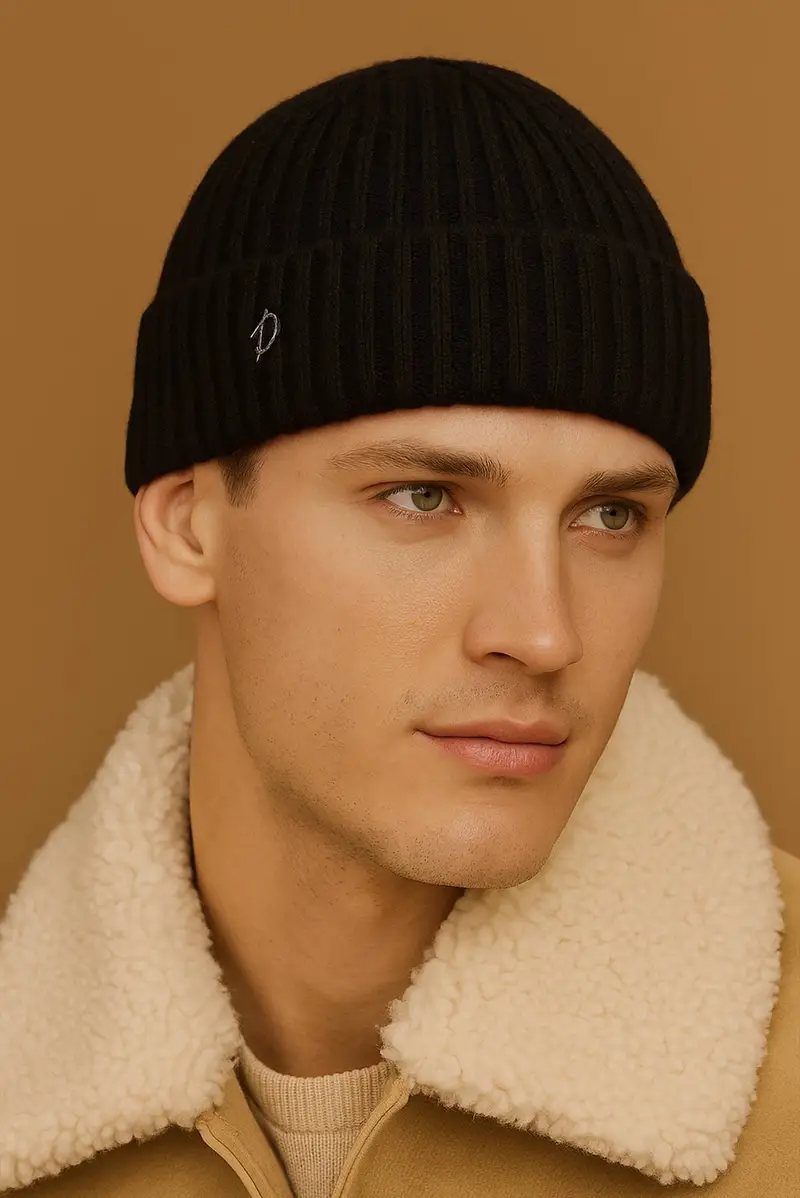 Cappello in lana colore nero personalizzato D'Arienzo, Seleziona Nero