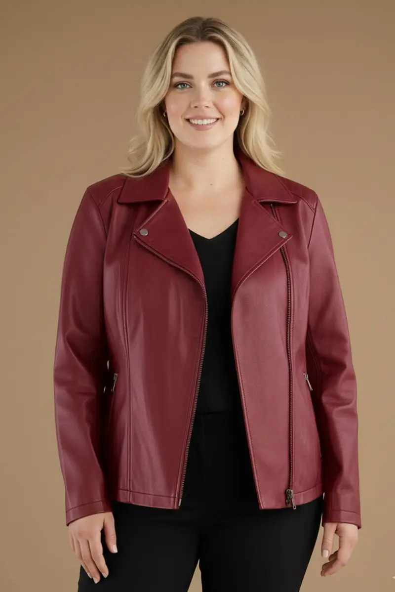 Giacca chiodo in pelle rosso vestibilità comfort D'Arienzo, Seleziona Rosso