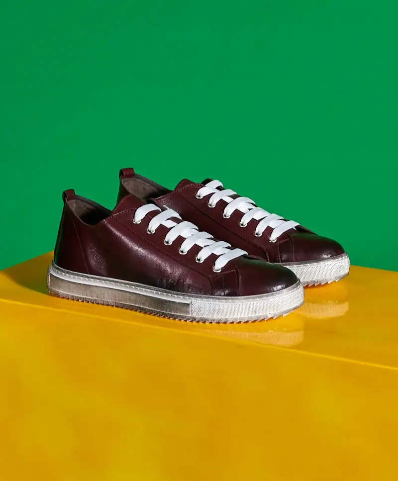 Sneakers in pelle bordeaux da uomo D'Arienzo, Seleziona Colore Vinaccio