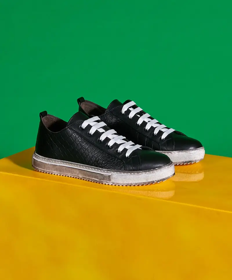 Sneakers in pelle stampata nera da uomo D'Arienzo, Seleziona Colore Nero