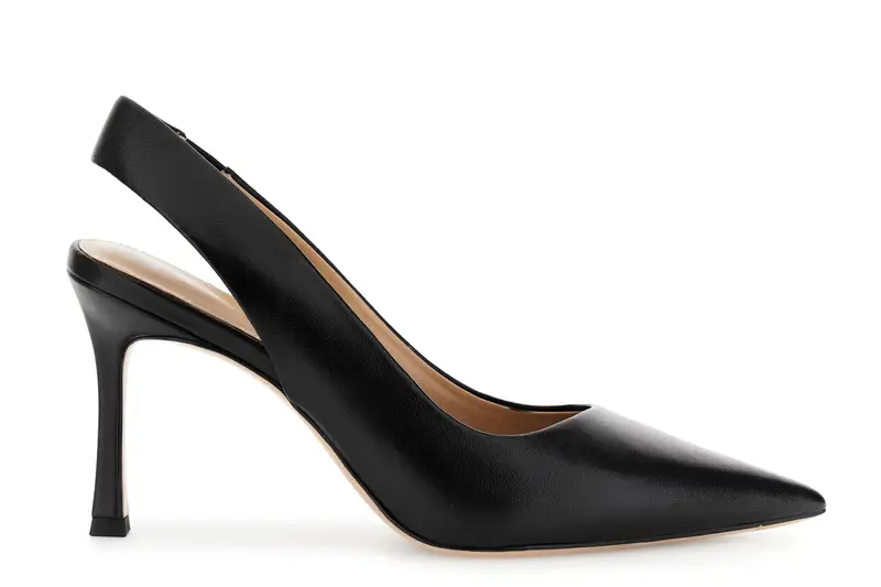 décollété in pelle aperte dietro nero