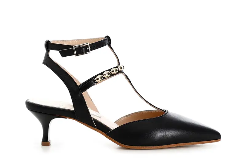 dècollète con gabbia che cinge la caviglia e catena decorativa nero