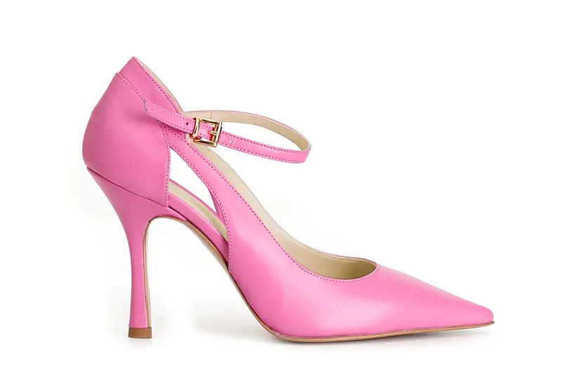 dècollète' in pelle con cinturino alla caviglia azalea