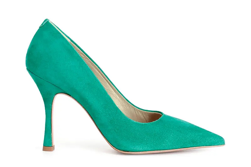 dècollète in pelle scamosciata verde